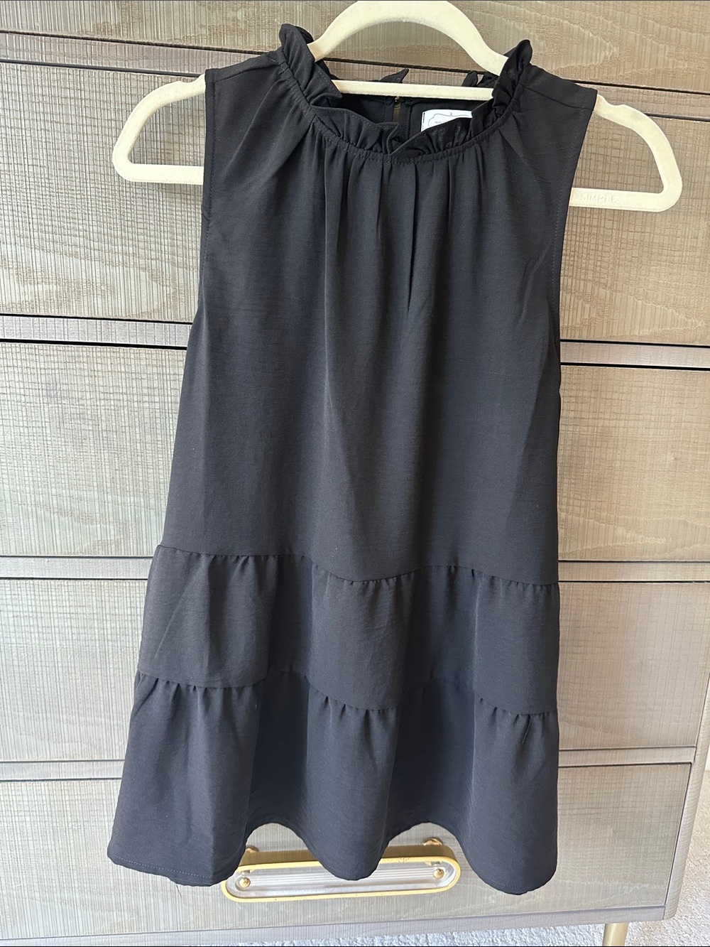 Black Ruffle Neck Sleeveless Top